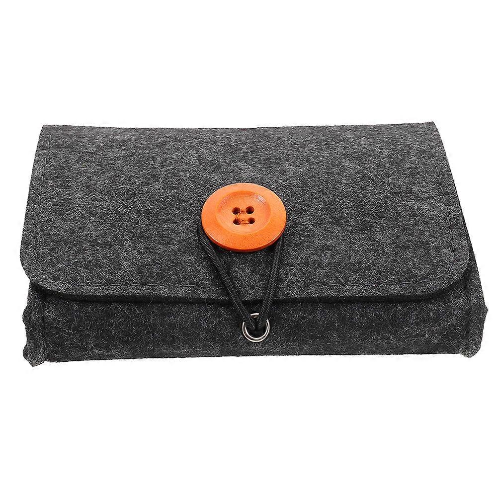 Felt Essential Oil Bottle Organizer 2Pcs Storage Carrying Case For Home Use Dark Grey Portability Function