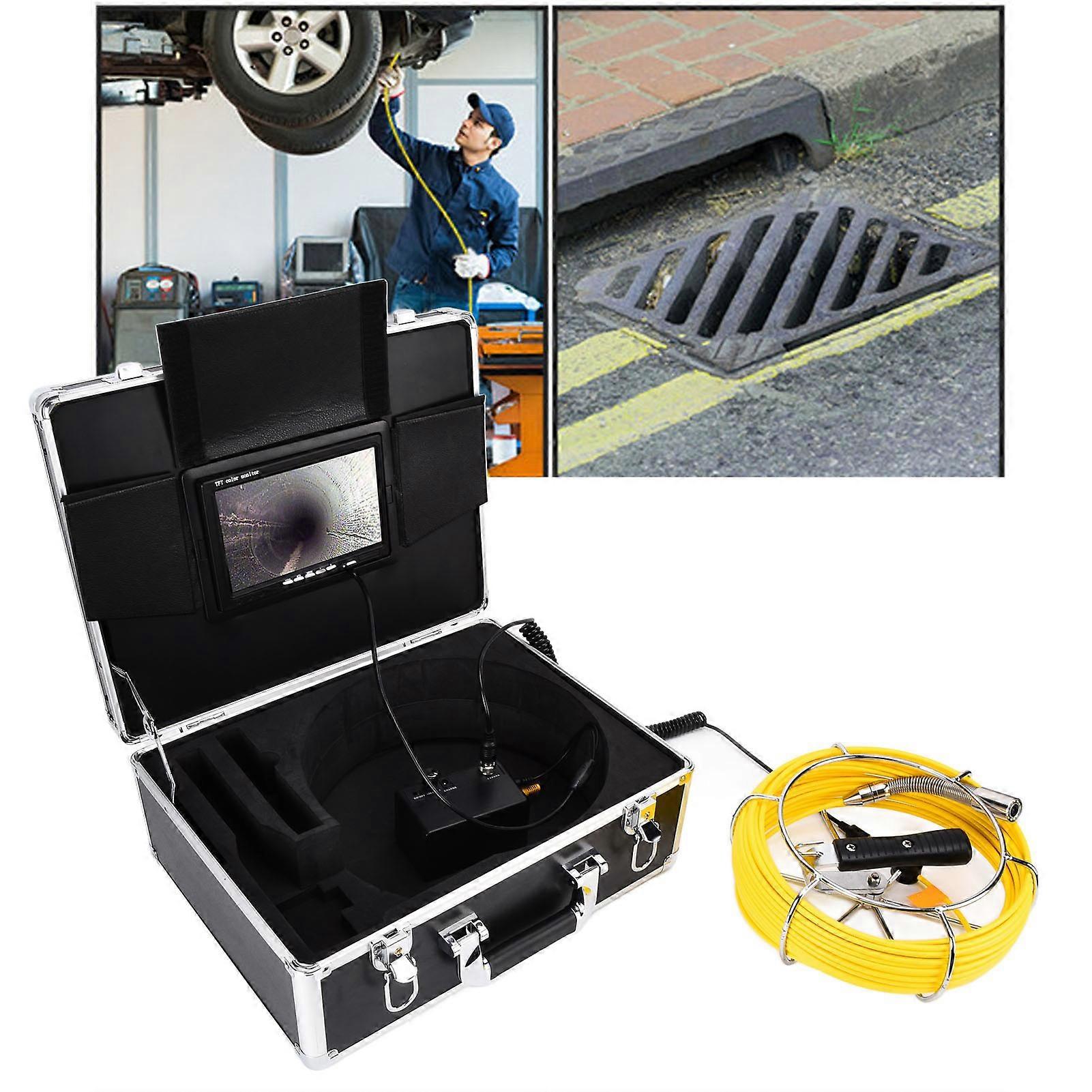 7in LCD 512HZ Pipeline Inspection Camera with 12LED 50m Cable