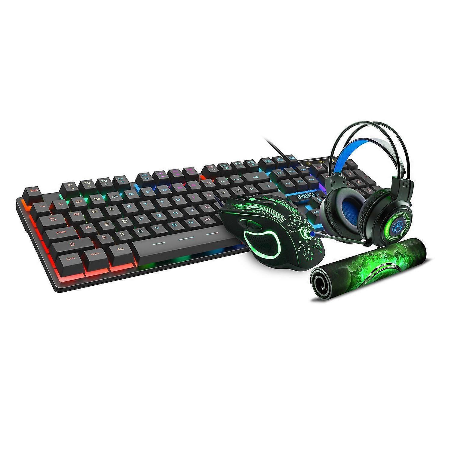 iMICE Illuminated Gaming Keyboard Mouse Headset Set