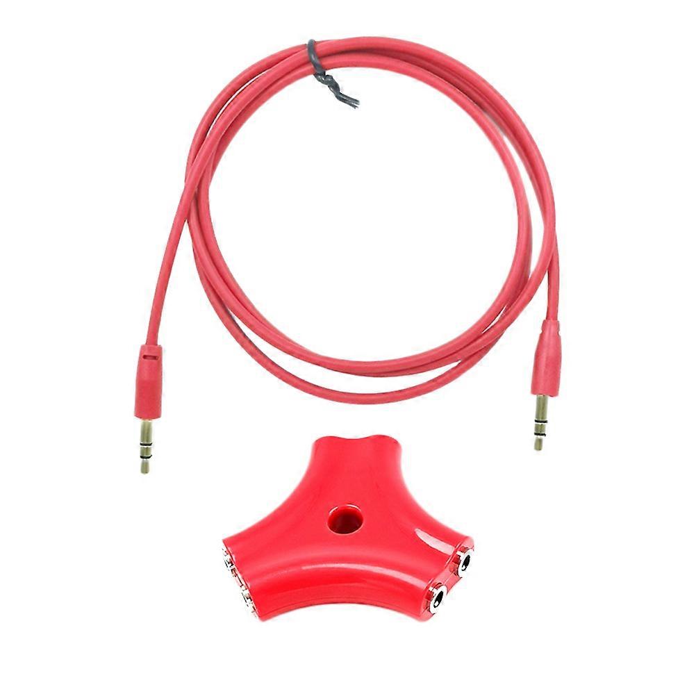 Earphone Splitter Adapter 3.5mm Headset Audio Splitter for 2Pcs Red
