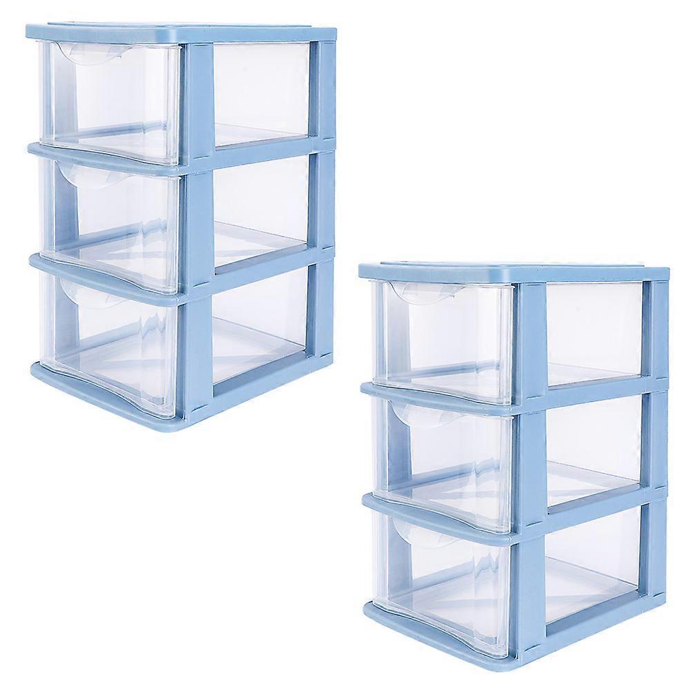 Blue Desktop Storage Boxes for Storing Cosmetics 4Pcs