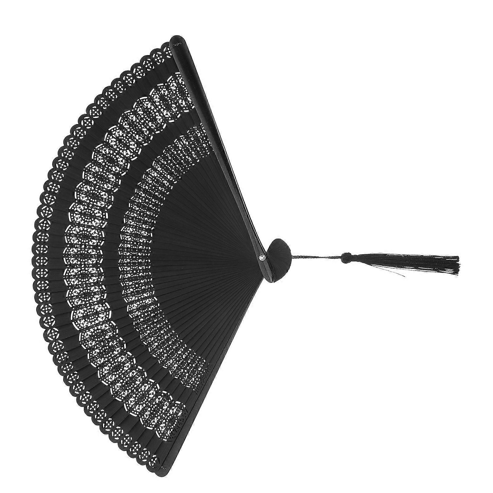 Black Bamboo Folding Fan Handheld for Decor 5Pcs Collection