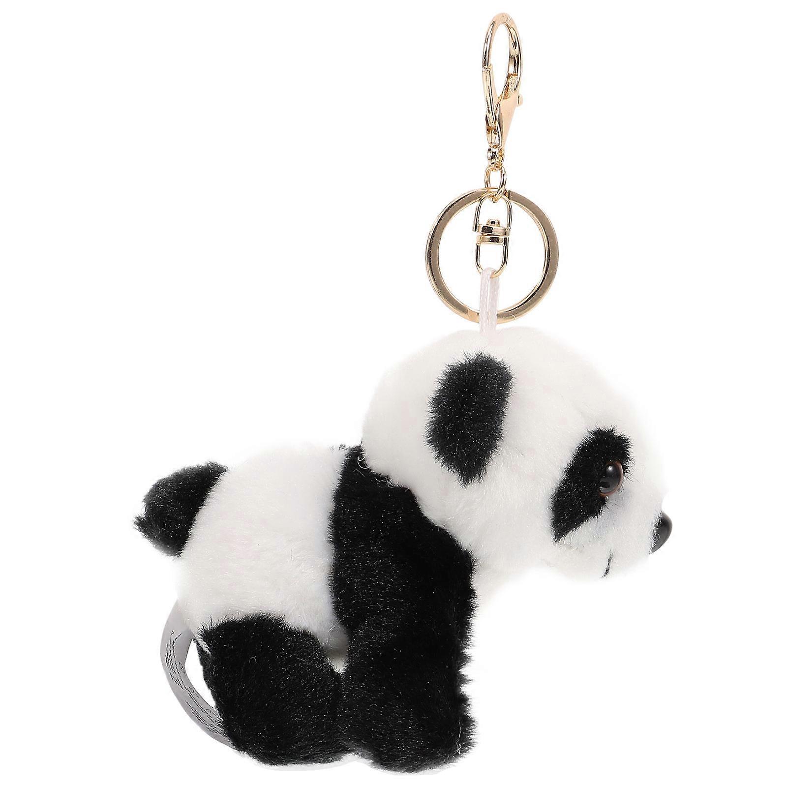 Black Plush Panda Keychain for Decoration 2Pcs Cute Stuffed Keyring Accessory