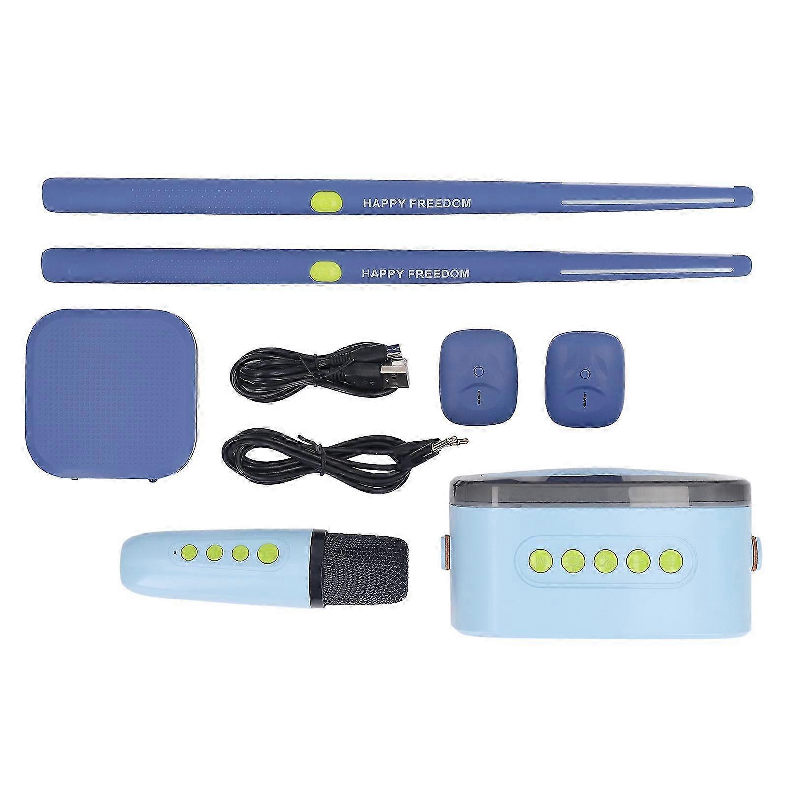 طقم عصي طبل الهواء 8 أصوات RGB ضوء محمول AR مجموعة طبل إلكترونية افتراضية للبالغين أطفال المبتدئين أسلوب احترافي كحلي