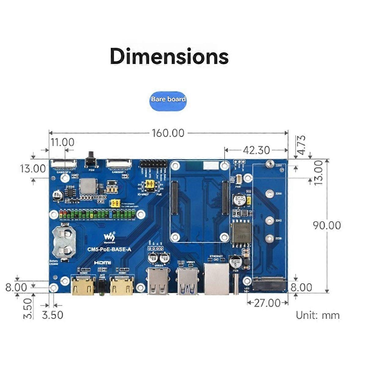 Waveshare dla modułu obliczeniowego Raspberry Pi 5 płytek IO z funkcją PoE dla wszystkich wariantów modułu CM5