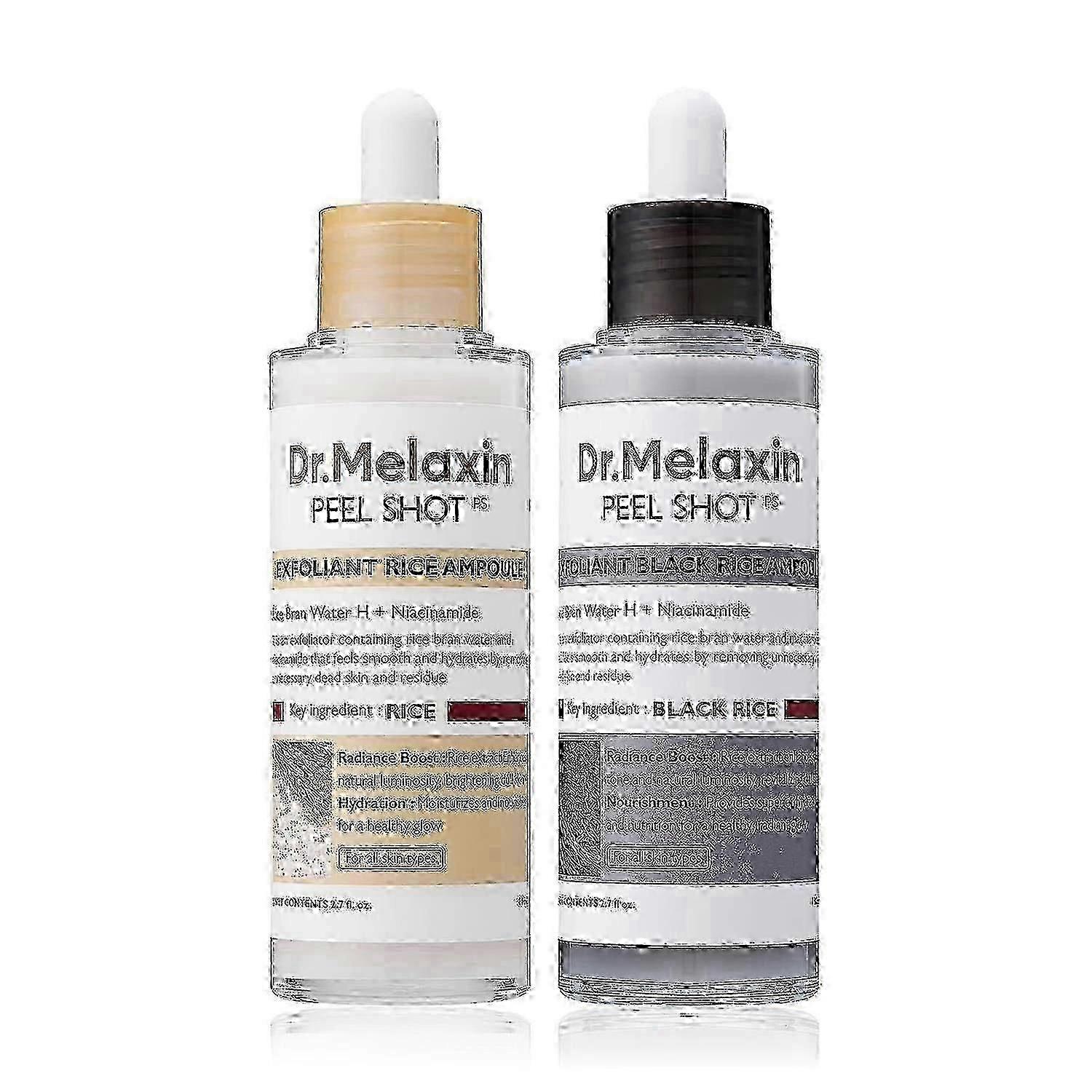 2 STK PEEL SHOT GLOW EXFOLIANT RISAMPULLE (HVIT RIS/SVART RIS)