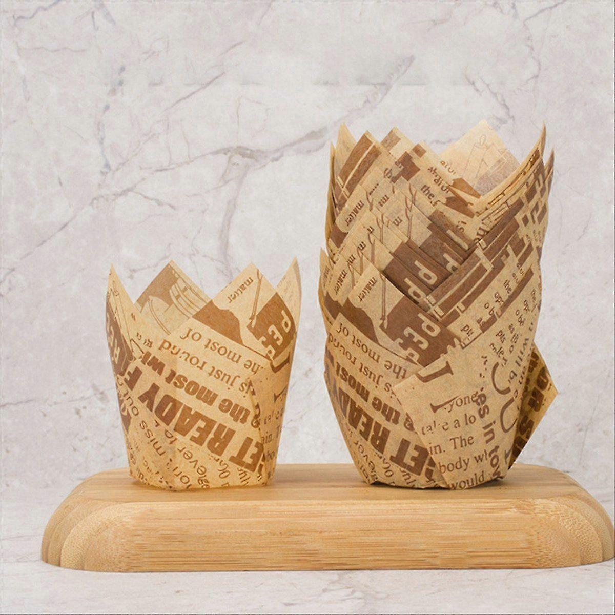 50PCS Newspaper Style Cupcake Liner Baking Cup E