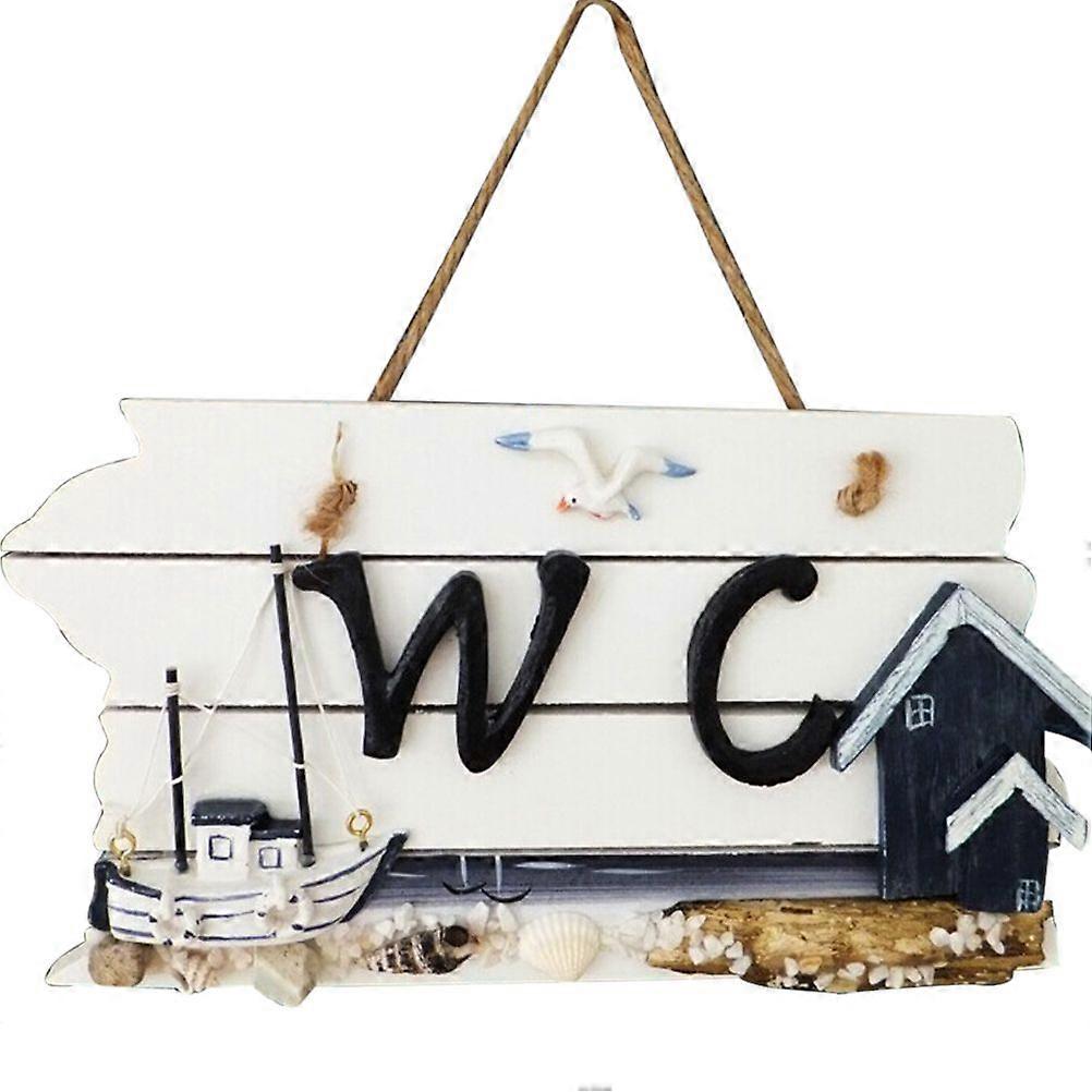Mediterrane handgeschnitzte Wandbehang hölzernes WC Plakette Schild (Segelschiff)