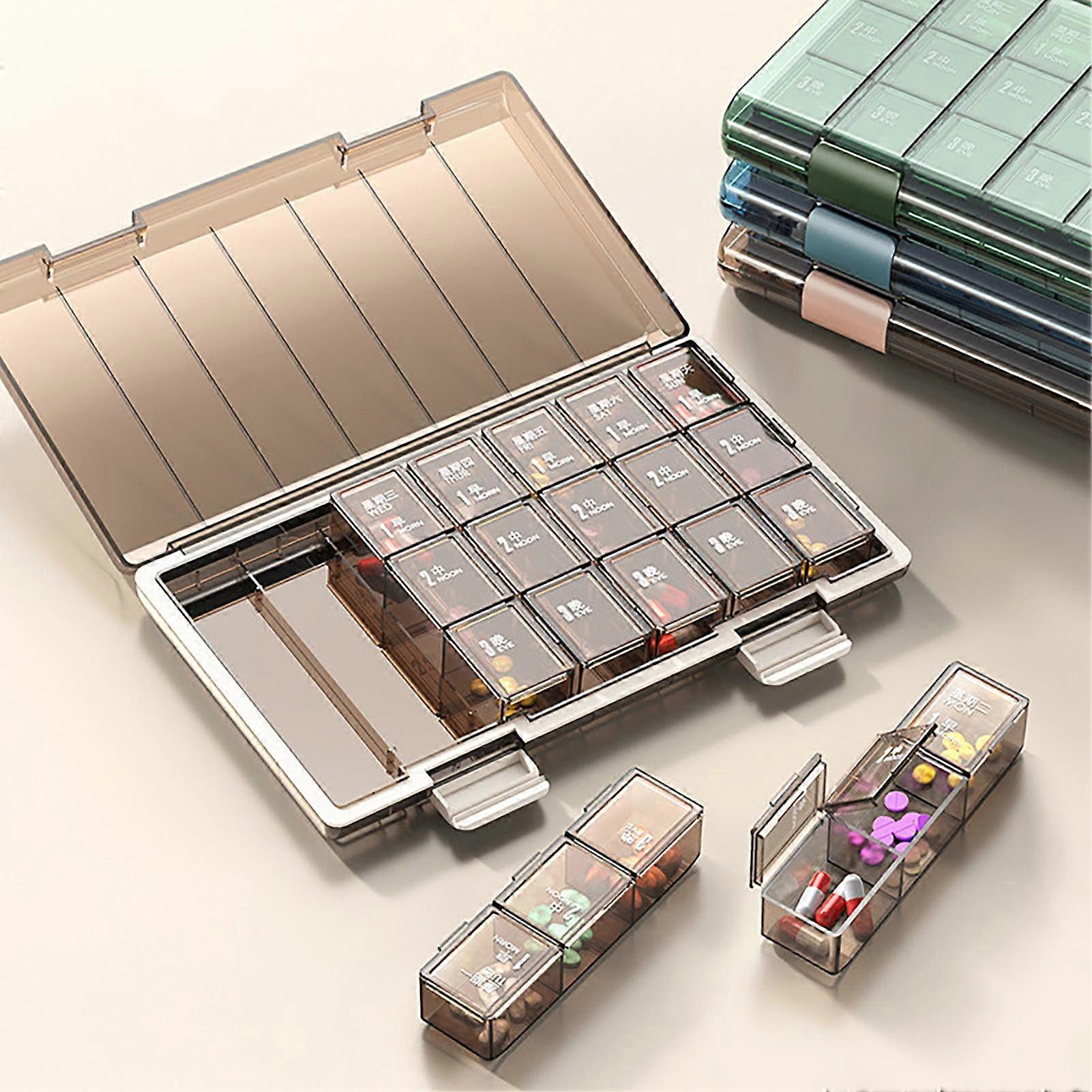 SUSUchens Daily Pill Box, Large-Capacity Organizer for Morning, Noon, Evening, Portable & Easy to Open, 12 Capsules or 25 Tablets per Compartment,