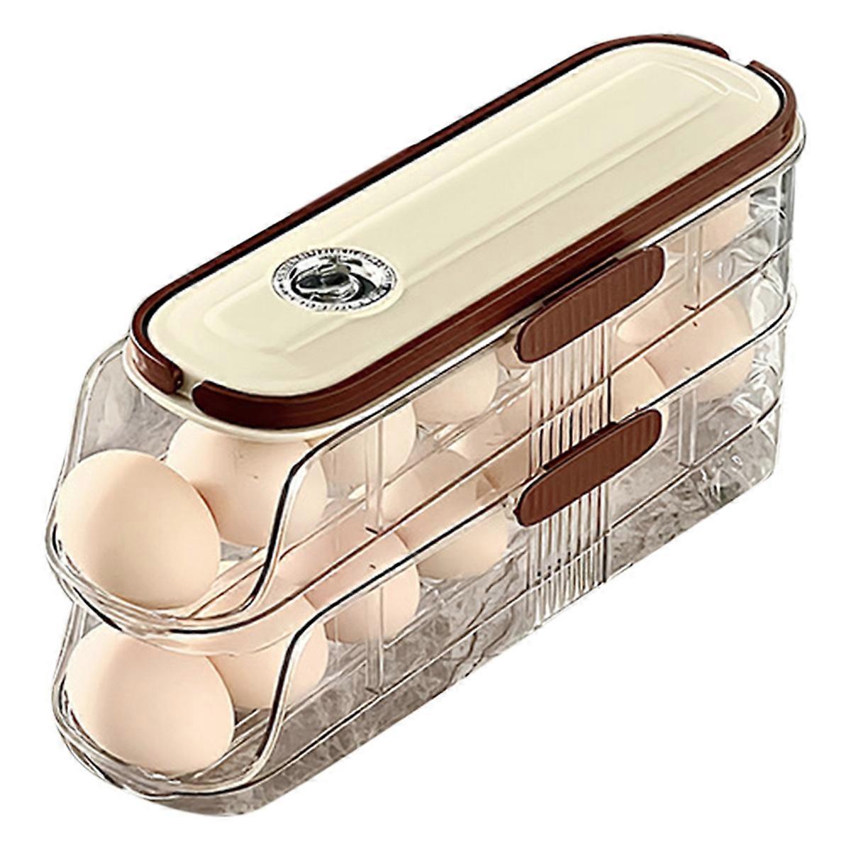 Automatic Rolling Large Capacity Egg Storage Refrigerator Storage Box Egg Fresh-Keeping Rack Household Kitchen Tools B