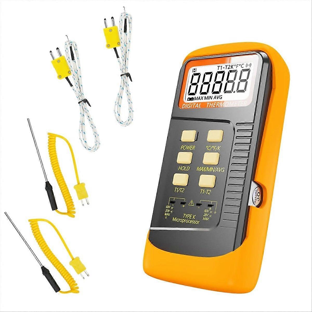 Handheld Thermocouple Thermometer,2 Channels K Type Thermocouple