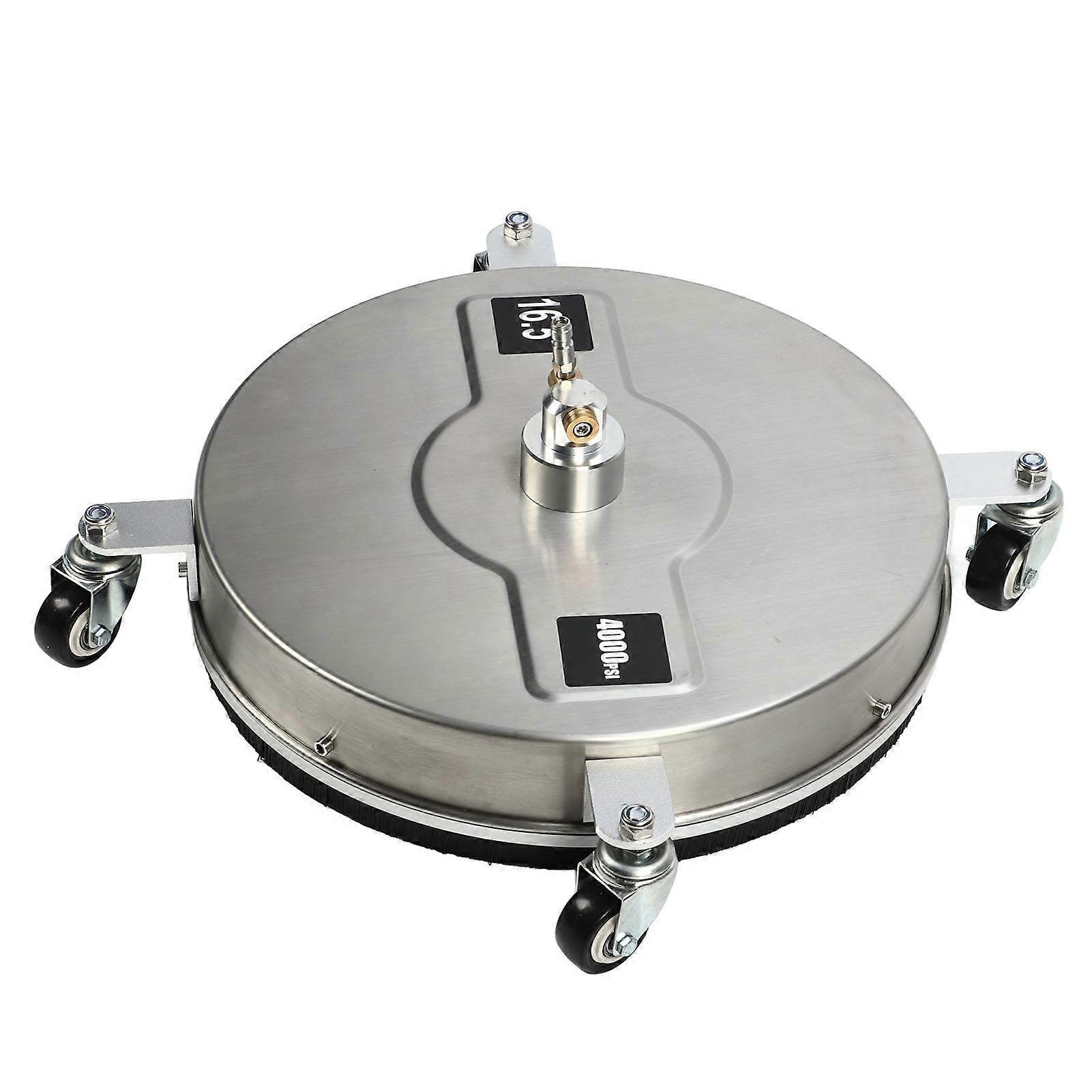 Pressure Washer Surface Cleaner 1/4in Quick Plug 4 Wheels High Efficiency Floor Power Washer with 2 Extension Wand 