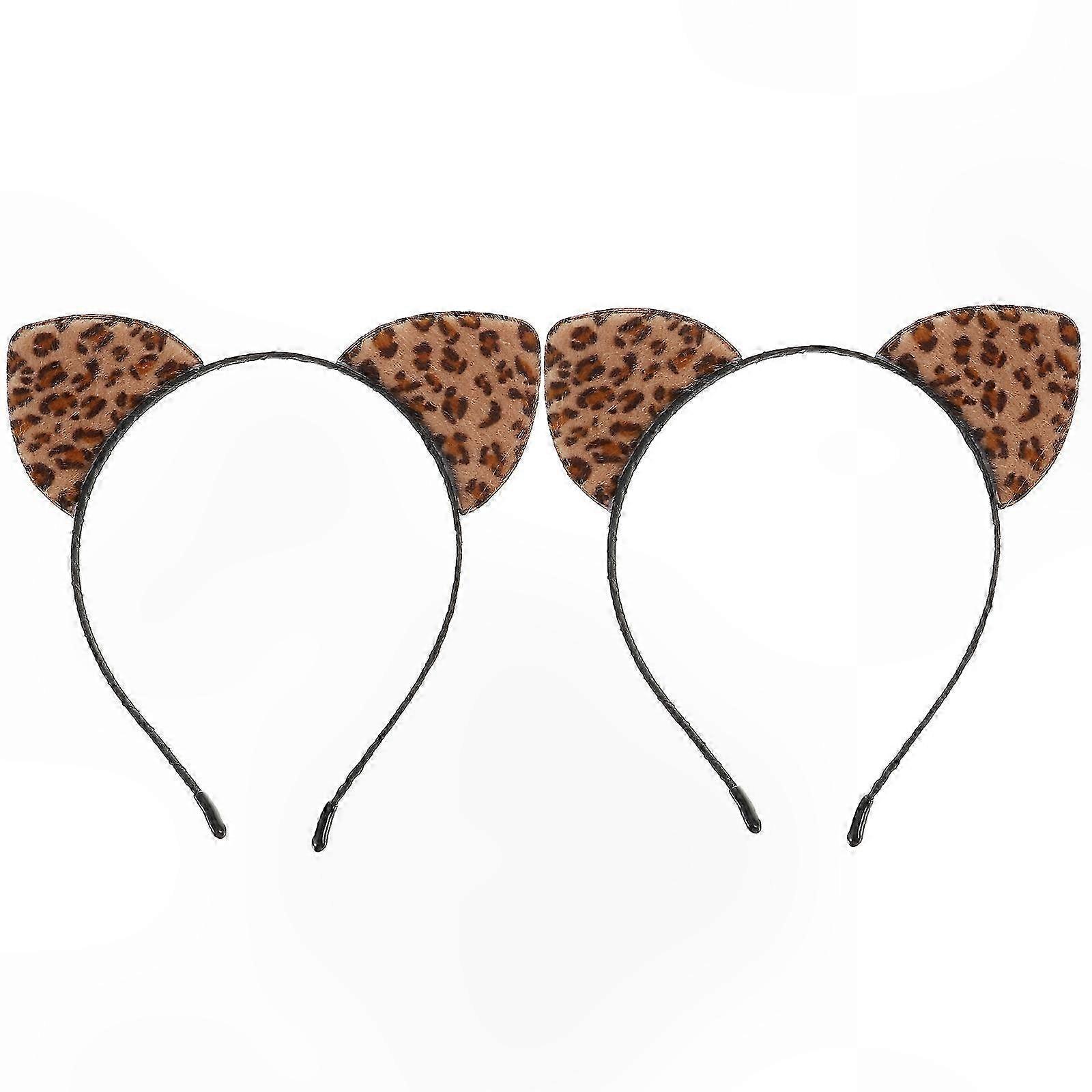 2Pcs Leopard Cat Ear Headbands for Cosplay Party