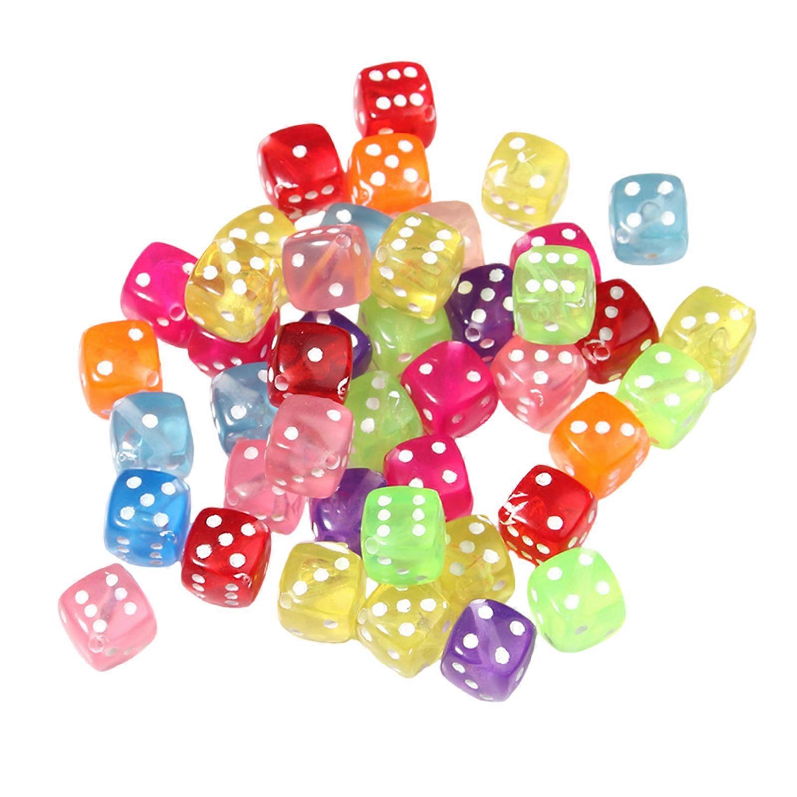 50 Pcs Six Sided Dices Colorful Dices with Round Corners Table Game Dices Acrylic Dices Board Game Acessories for Party  Clear