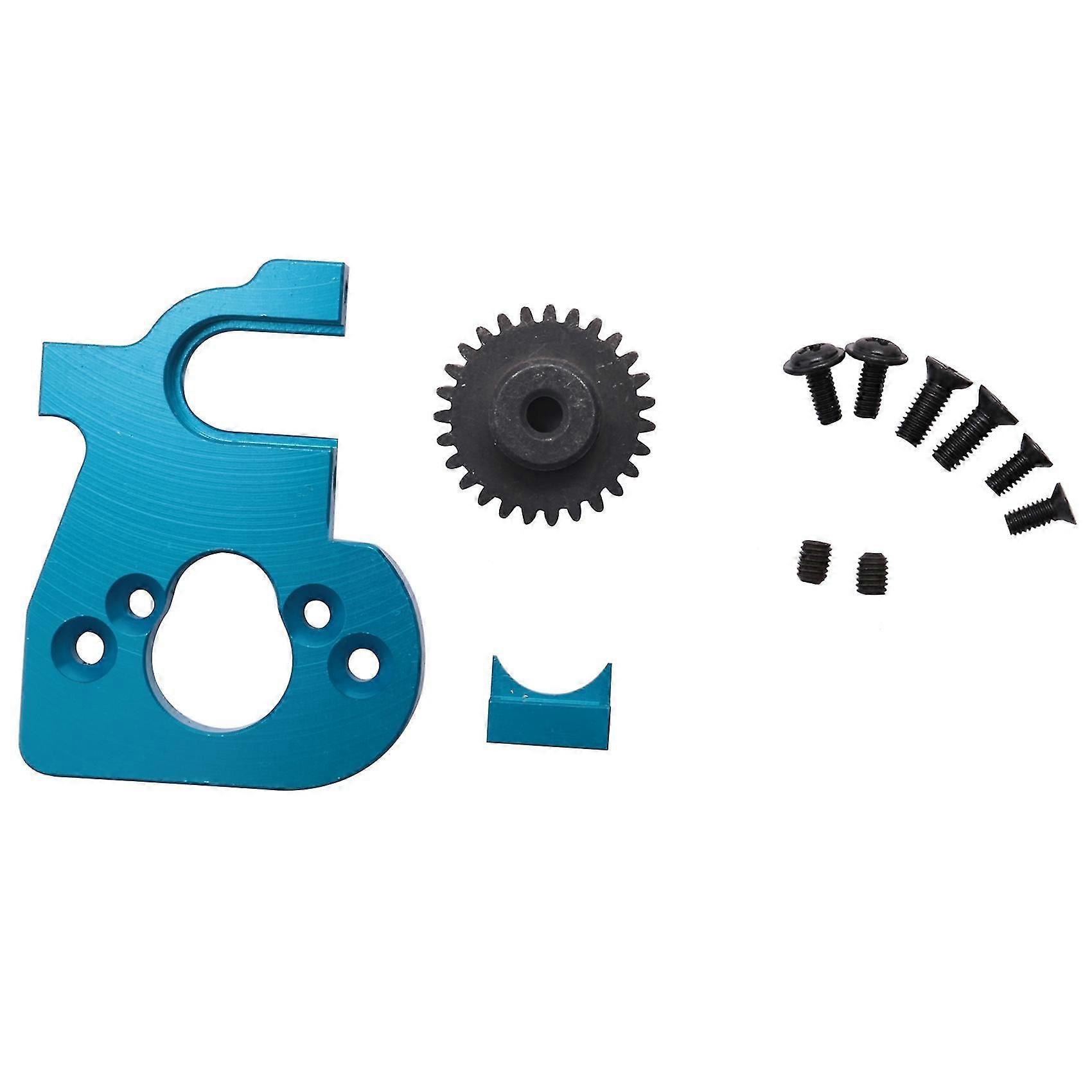 RCカーモーターマウントホルダー、モーターギア付き144001 124019 124018 RCスペアパーツアップグレードアクセサリー、ブルー
