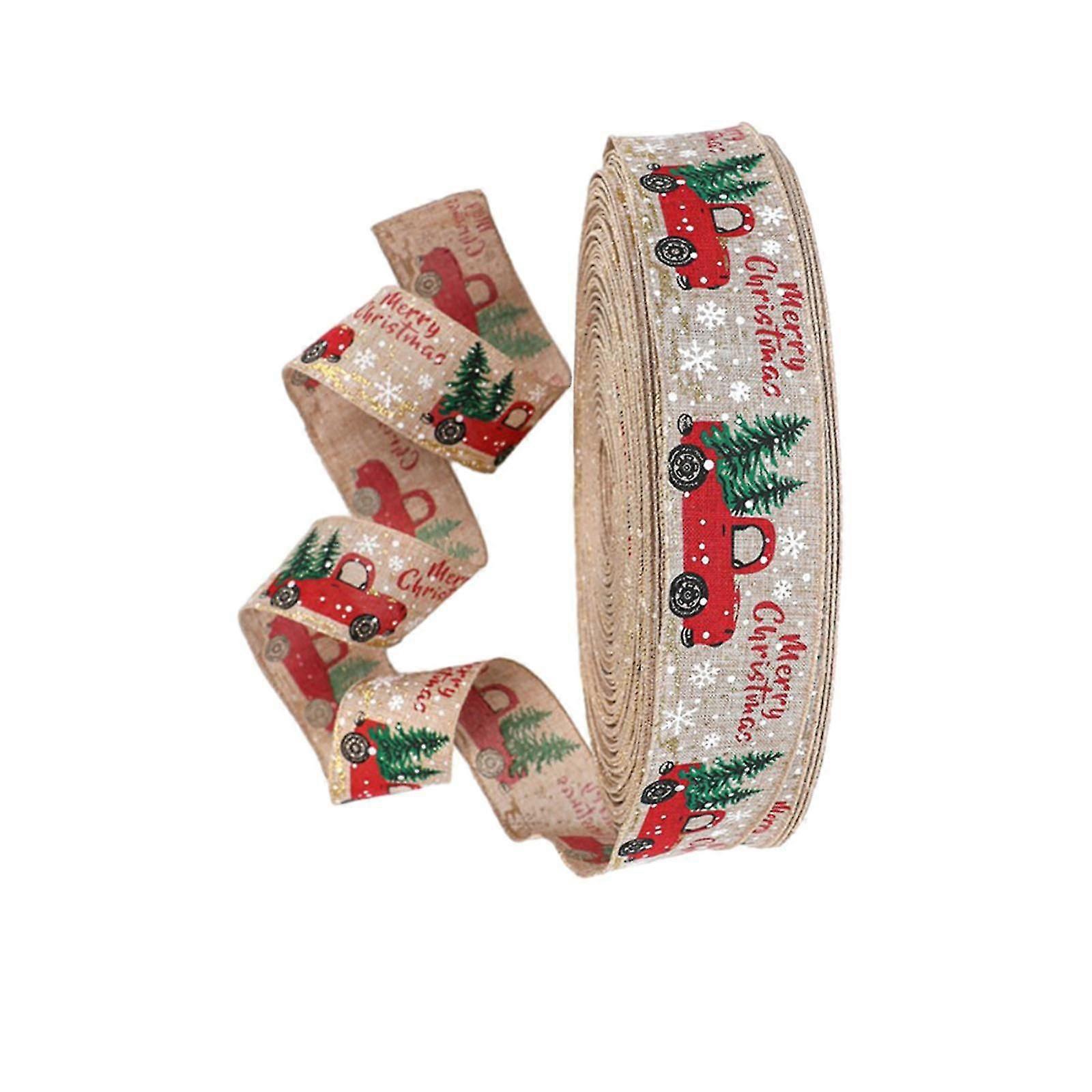 Christmas Ribbon Wide Uses Decorative 2M Christmas Patterned Wrapping Ribbon 5cm Khaki