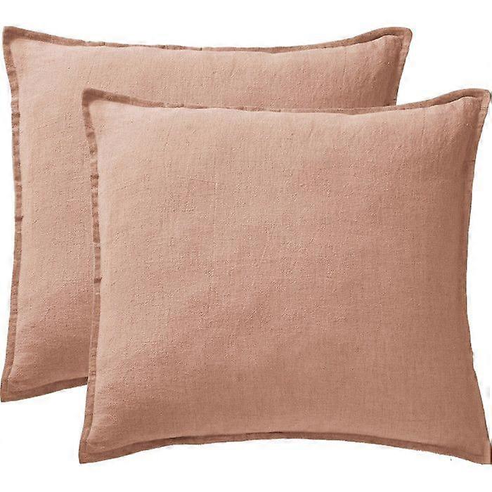 Leffet papillon Set of 2 Soline Pillowcases 60 x 60 cm & 50 x 70 cm Washed Linen - Soline Old Rose -