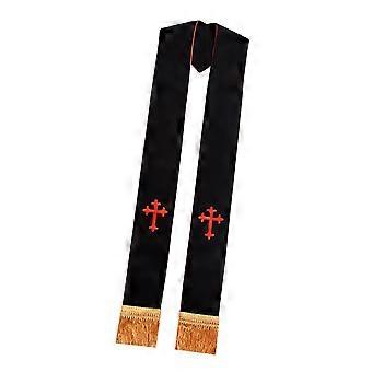 Mode religieuze stola unisex zwarte sjaal met geborduurd kruisbeeld gemakkelijk te onderhouden polyester voor dagelijks gebruik en festivals veelkleurig