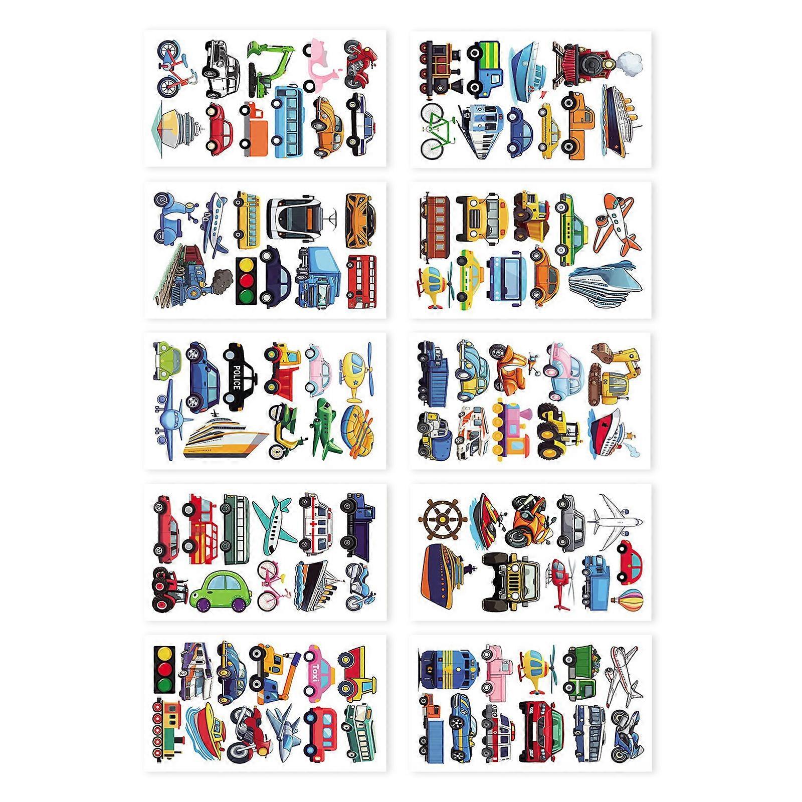 10 Cartoon Vehicle Skin Stickers Not Easy Application Temporary Brand the face For Childrens Creative Activities Multicolor