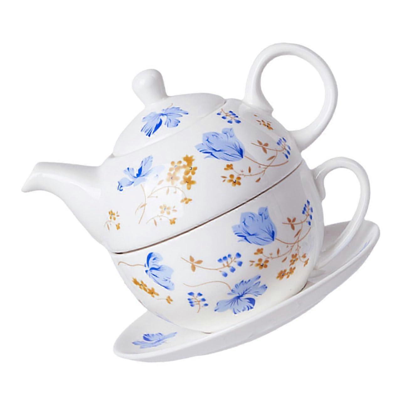 Ceramic Tea Kettle Set With Cups Portable Retro Teapot For Single Serve Office Use Elegant Home Decor