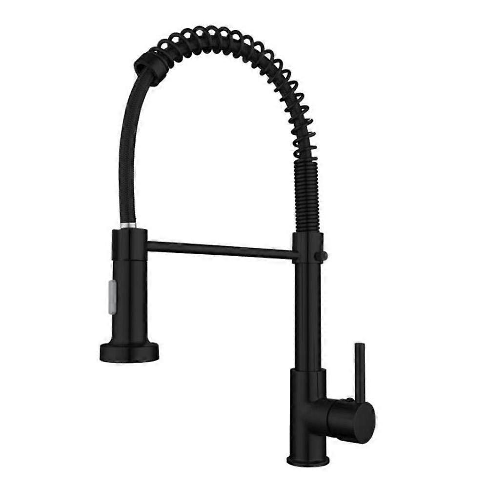 Kitchen Taps Black Brass PullOut Spray Head, Kitchen Sink Tap Hot And Cold 2 Functions Rotatable Telescopic Spring Tap