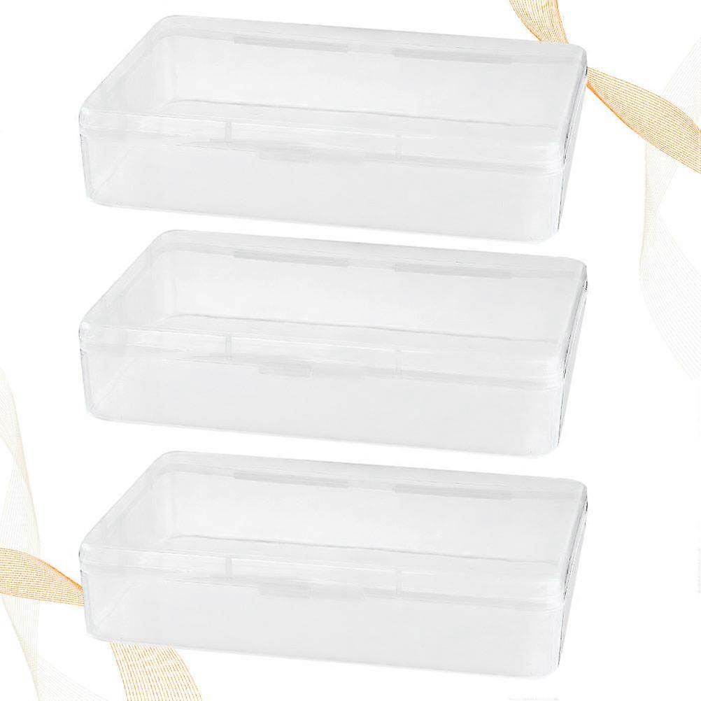 3Pcs Small Size Dustptoof Mask Container Box Transparent Mask Storage Box Plastic Musk Storing Box for Home (White)