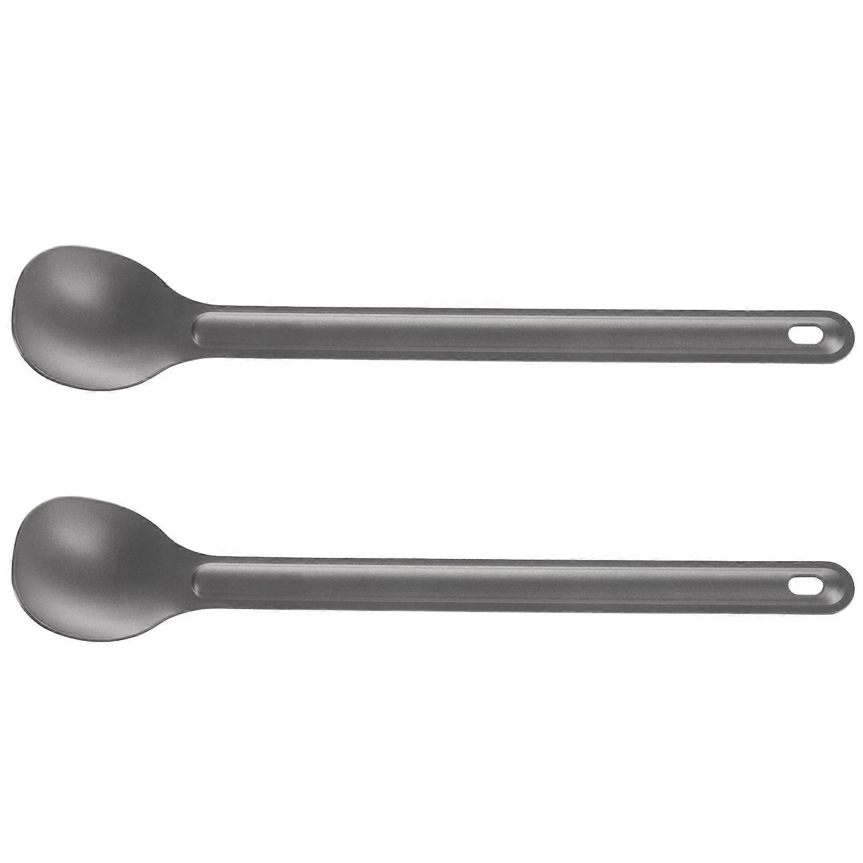 2Pcs Titanium Spoon 21.5cm x 3.9cm Camping Spoon Outdoor Tableware Long-Handled Titanium Spoon