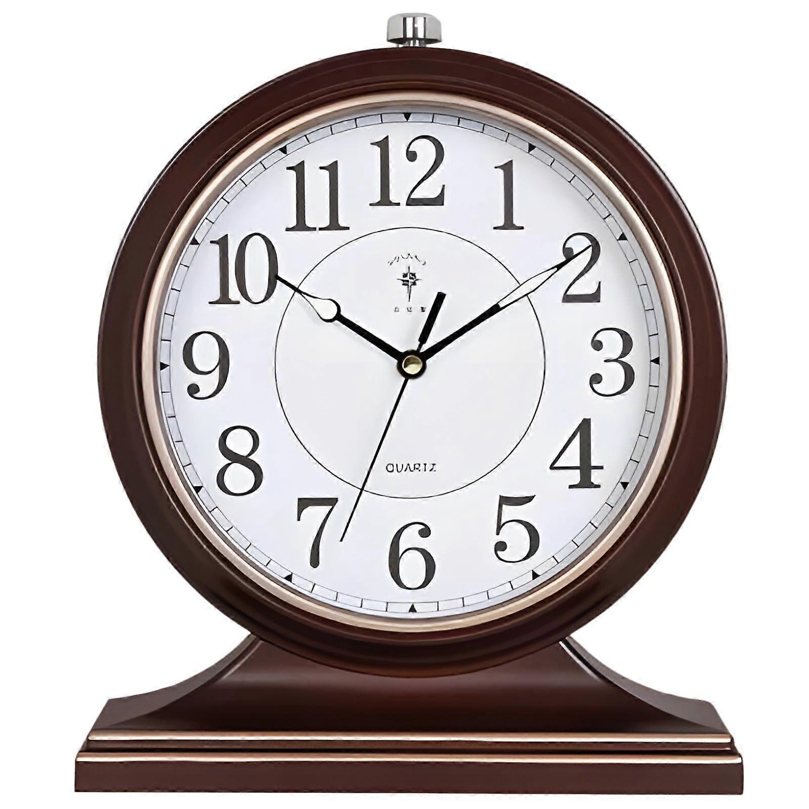 Vintage Silent Mantel Clock with Large Luminous Dial, 10Inch Retro Desk Timepiece for Home or Office