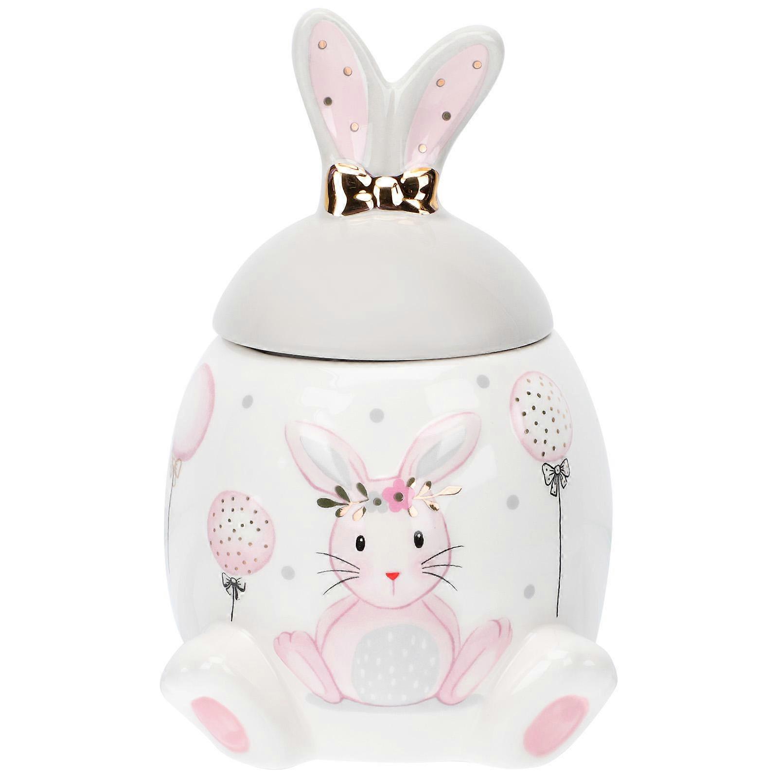 Rabbit Storage Jar Ceramic Can for Storage 1Pcs Decorative Tea Jar