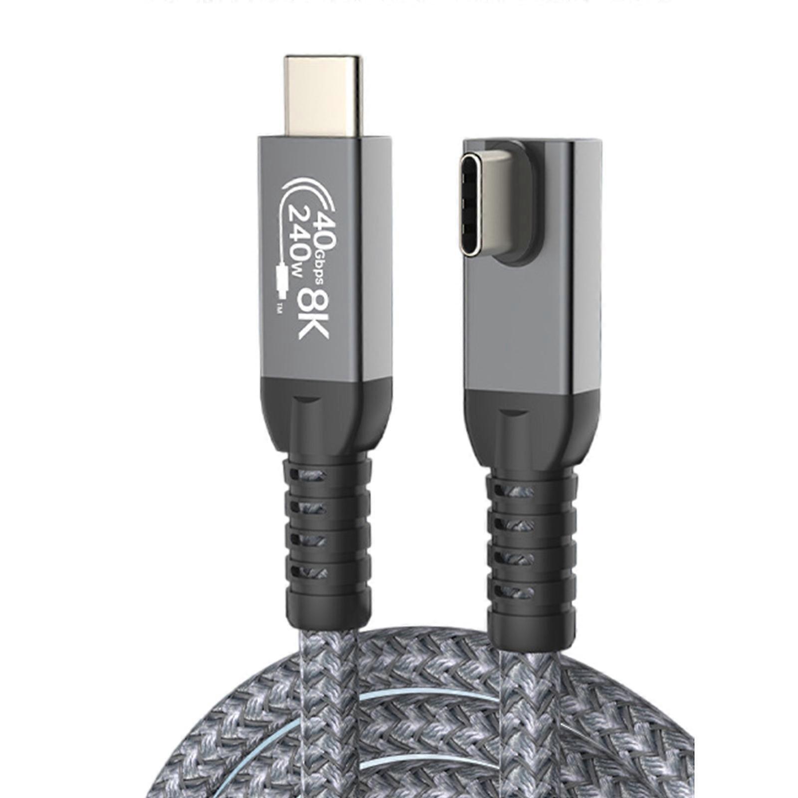 90 Degree USB 4 Cable with 240W Fast Charging,40Gbps Data Transfer and 8K@60Hz Display Video USB4 USB C Data Cable Multicolor