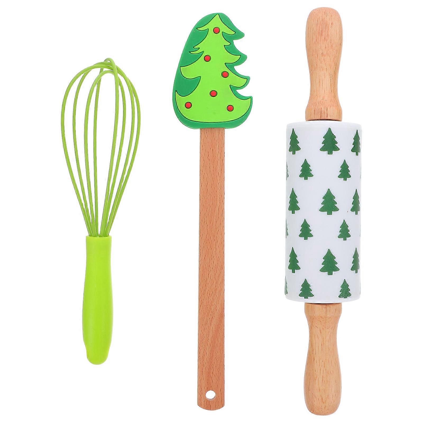 Silicone Christmas Rolling Pin Baking Tool Set for Home Use 3Pcs