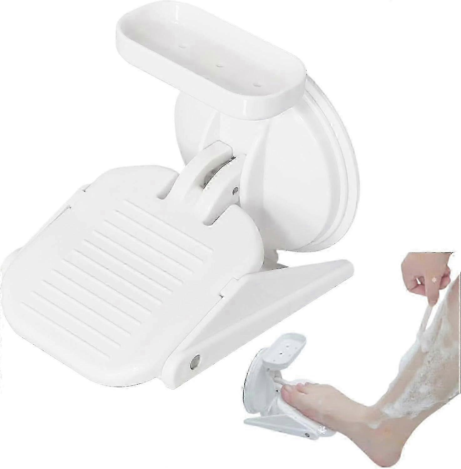 Shower Foot Rest for Shaving Legs, Foldable Shower Step for Shaving Legs with Powerful Suction Cup, Reusable Foot Rest Shower Stool with Small Storage