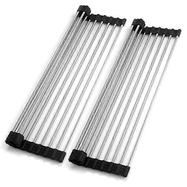 Rollable Stainless Steel Dish Rack Foldable 2-Pack