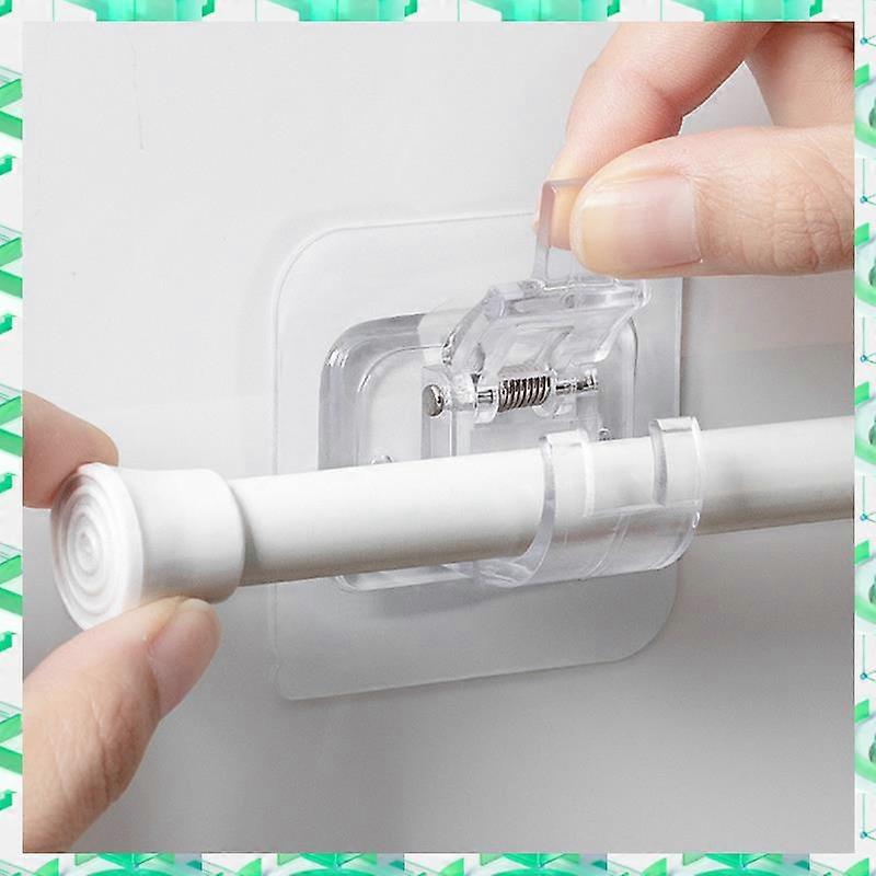 FIZP 8 PCS Self Adhesive Curtain Rod Bracket No Drill Curtain Rods Brackets Storage Hooks Clamp