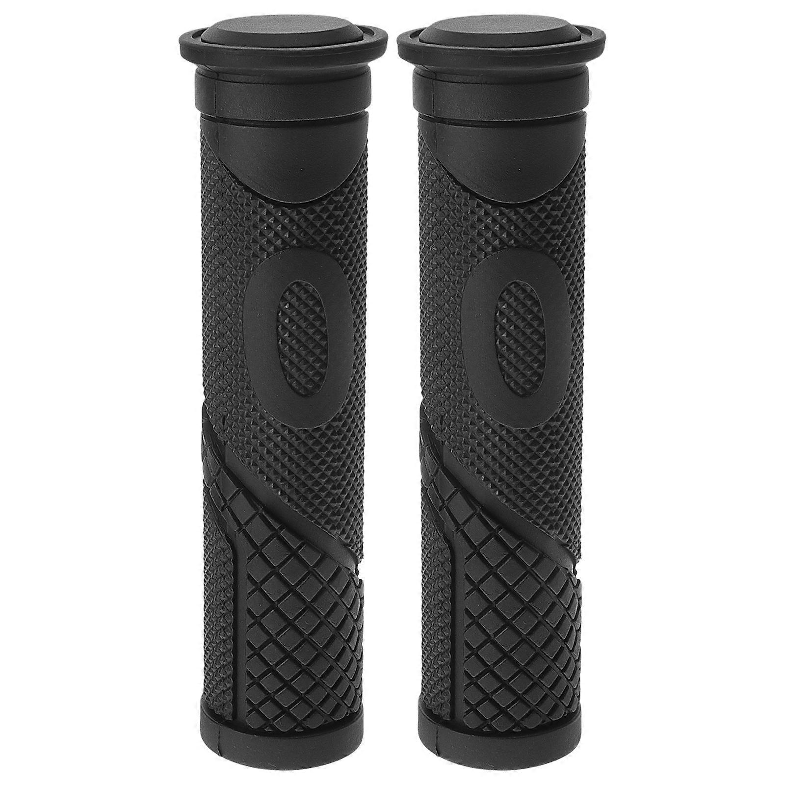Bicycle Handlebar Grips with Comfortable Non-Slip Rubber Design for Protective Use Black TPR 1 Pair