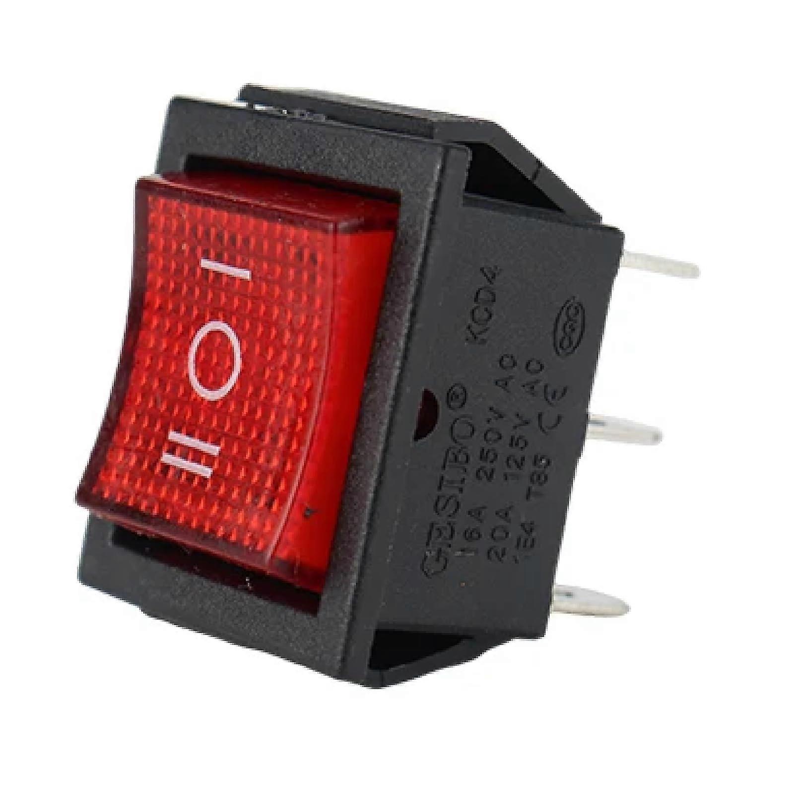 KCD4 6 Pin Rocker Power Switch Dual Voltage 16A 250VAC 20A 125VAC with LED Indicator Yellow