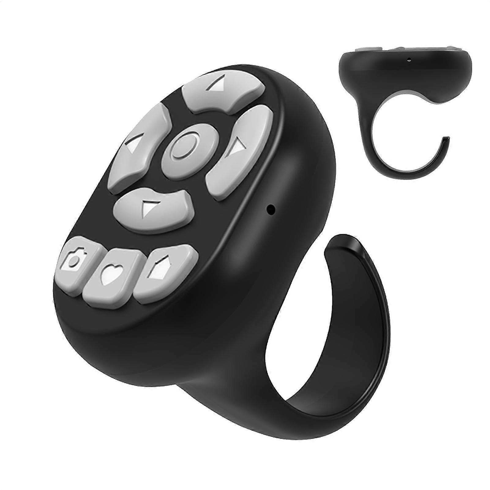 Phone Remote Control Scroller Ring Auto Clicker Ring Media Button Remote For Tablet And Phone Wireless Black