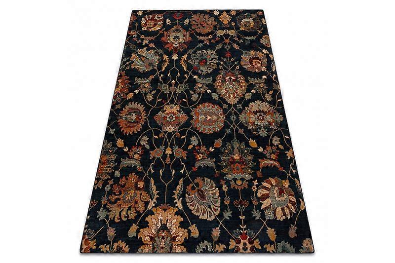 Wool carpet OMEGA LATICA flowers dark blue