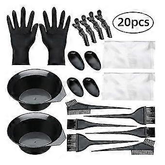 20-teiliges DIY-Haarfärbeset, Schüssel/Pinsel/Clips/Handschuhe/Ohren, Heimsalon