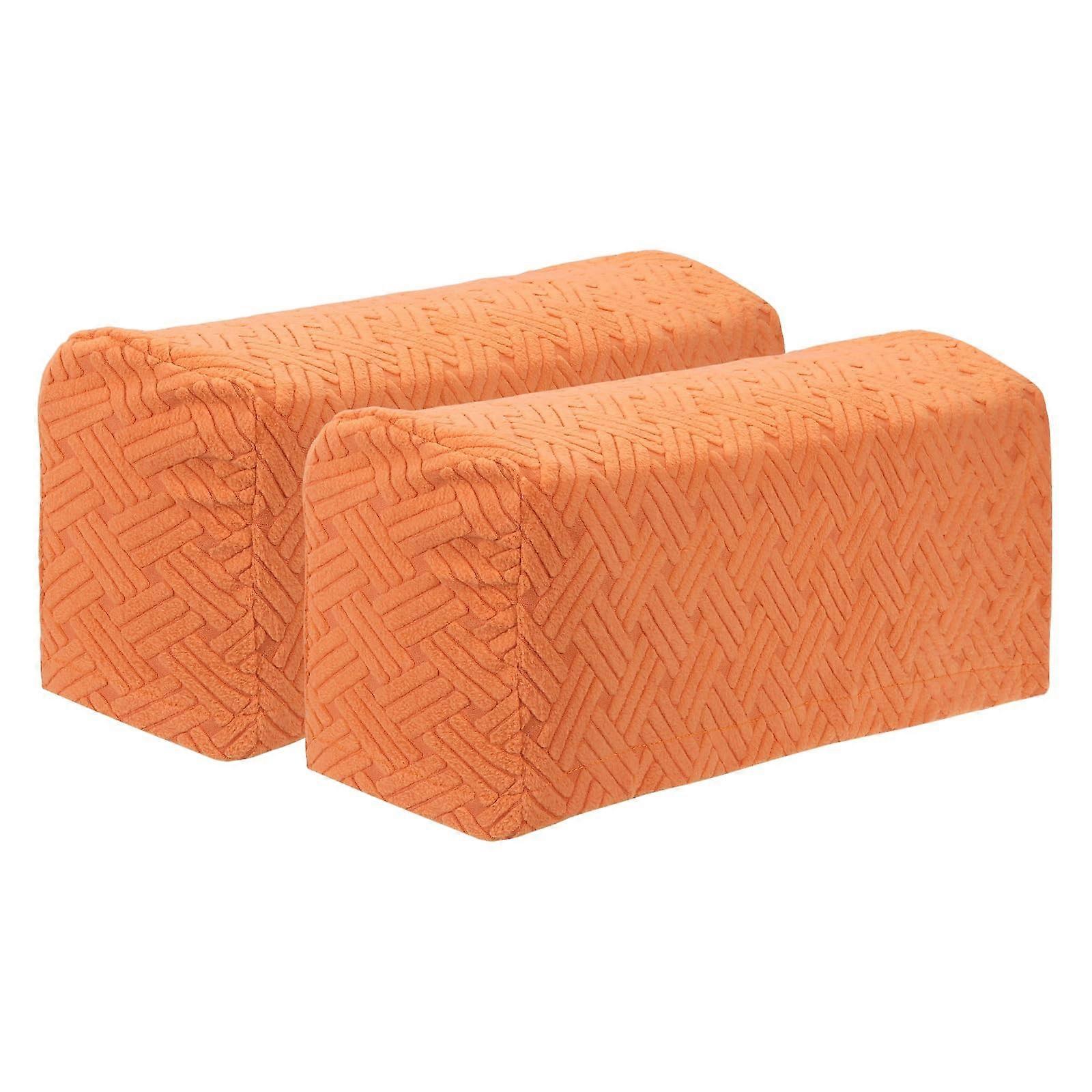 2Pcs Armrest Covers for Sofa and Chairs, Non Slip Polyester Protectors, Adjustable, Orange