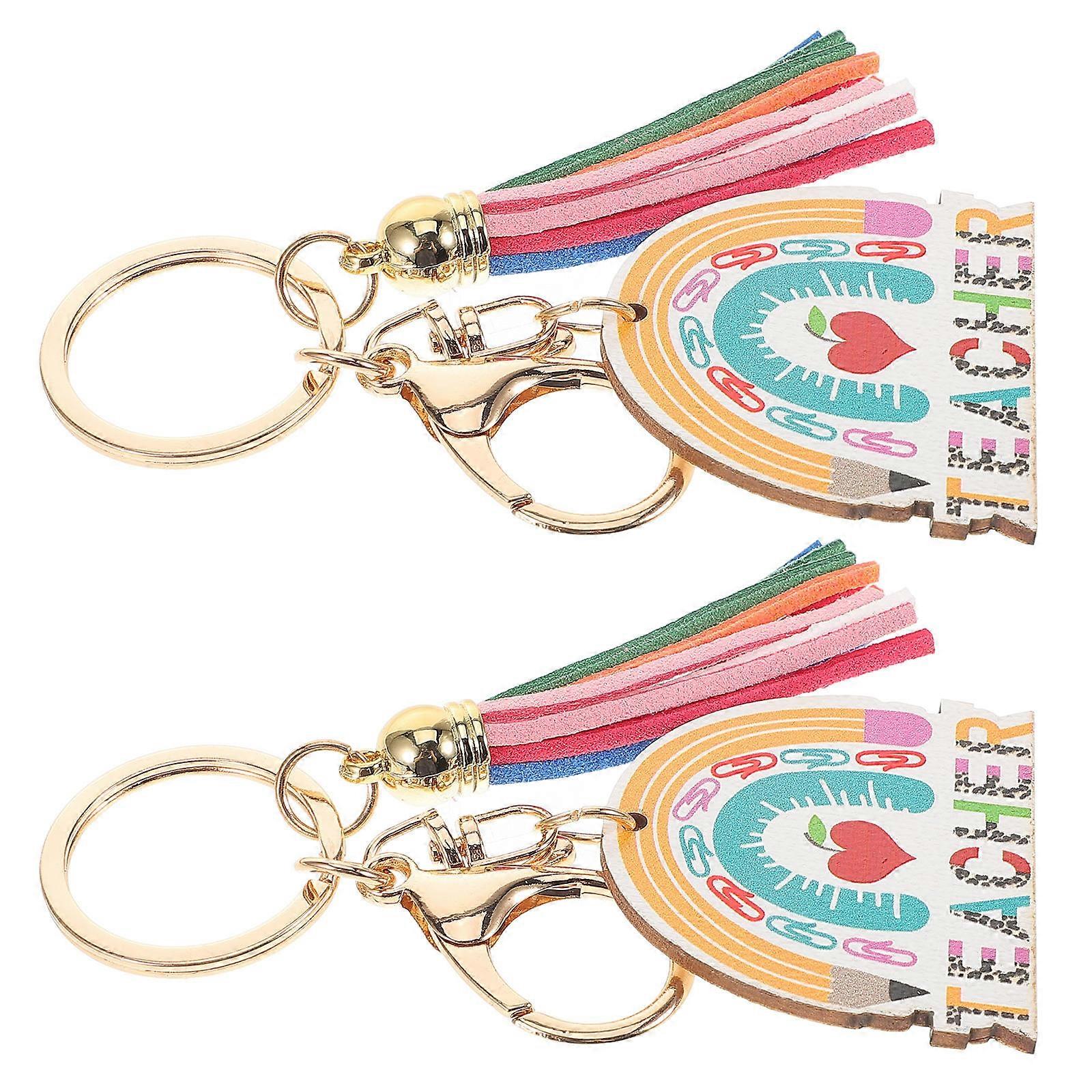 Creative Keychain Wooden Material Graduation Theme Accessory 2Pcs