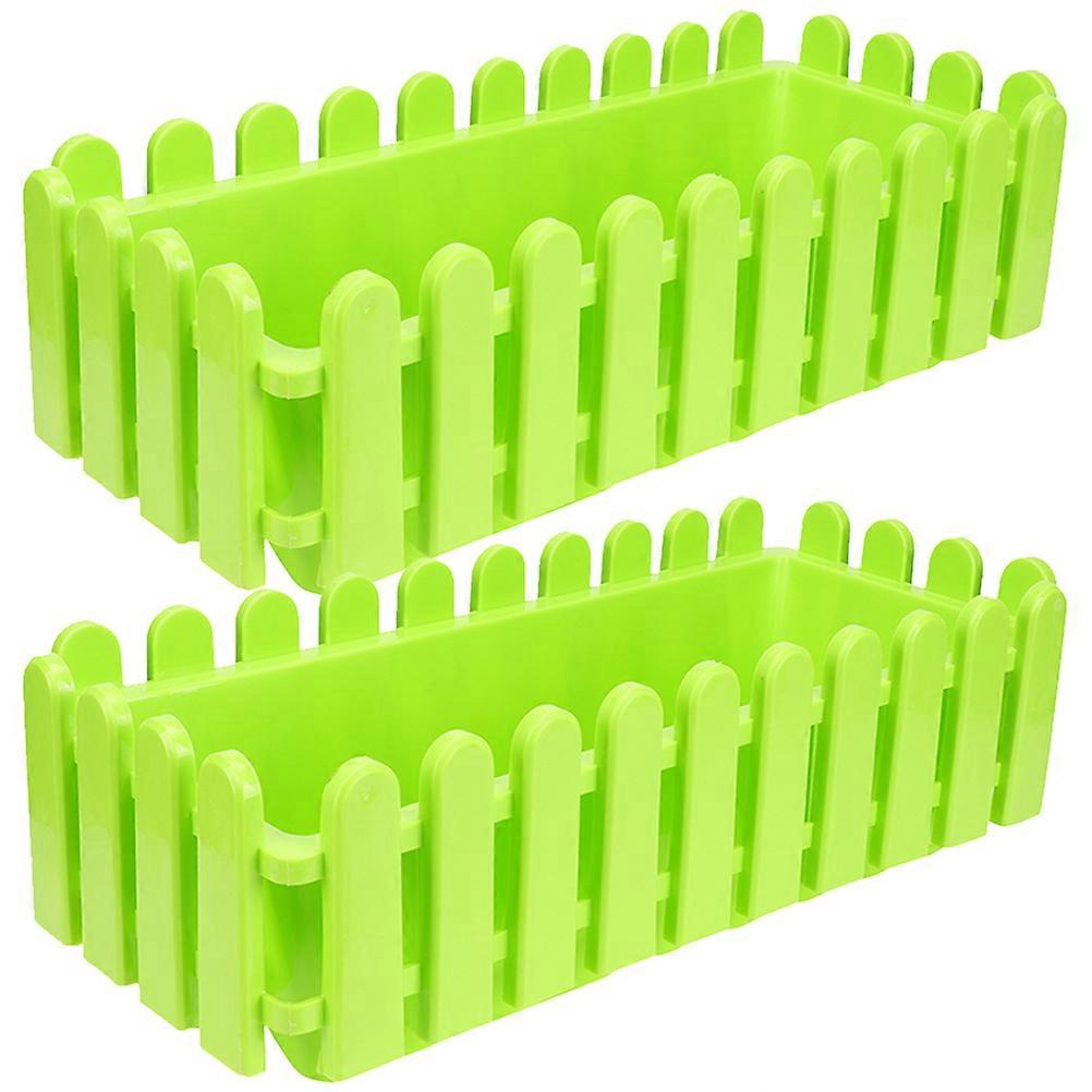 Flowerpot Fence Rectangular Planter for Home Use 2Pcs Plastic Plant Container