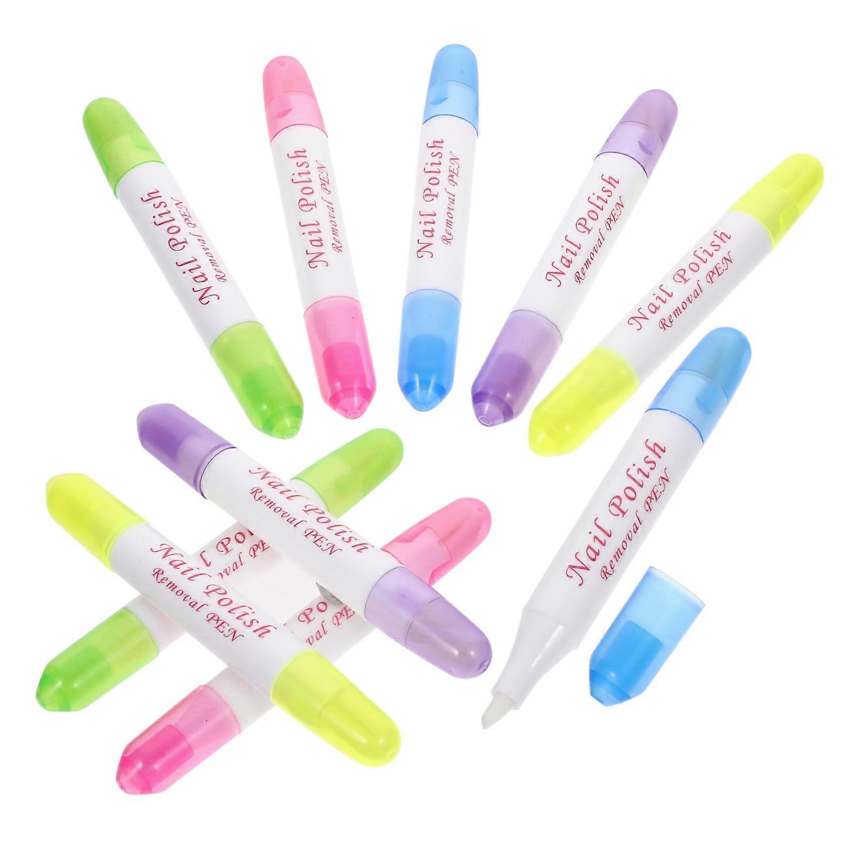 Nail Polish Corrector Pen Set, Refillable Remover Tool for Precise Manicure Cleanup, 10 Colors