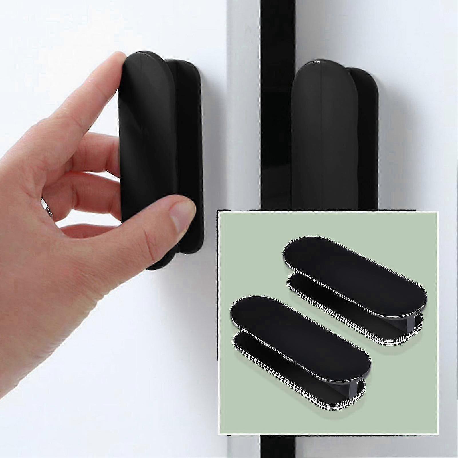 8pcs Self-Adhesive Pull Handles for Doors, Cabinets, Windows - Black
