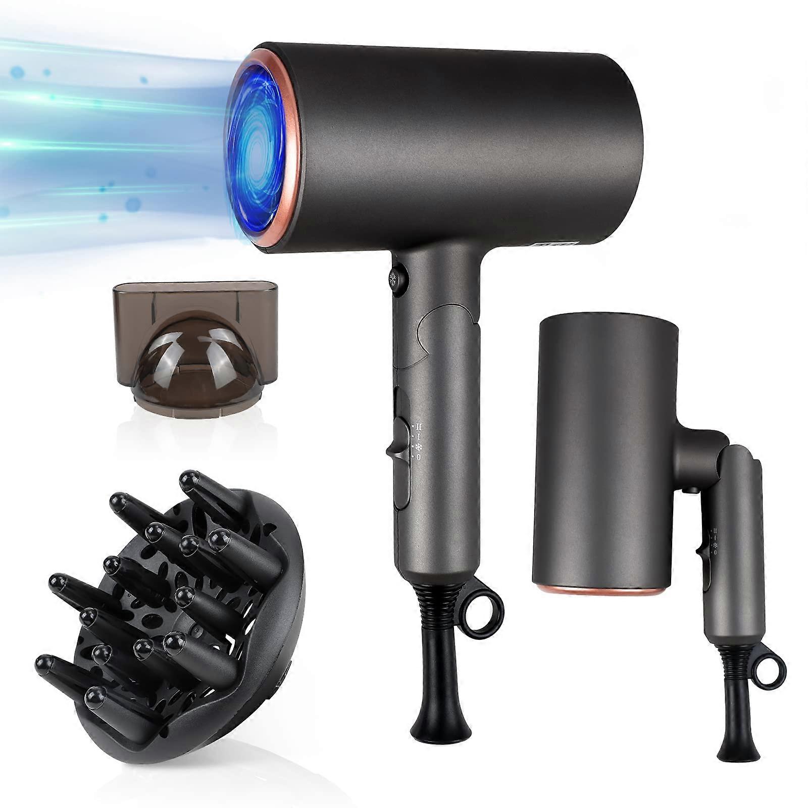 Professional Ionic Hair Dryer 1600W Fast Drying with Diffuser and Concentrator, Low Noise Lightweight