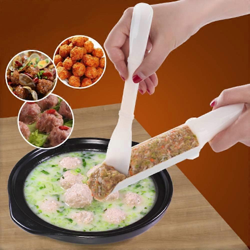 Meatball and Fish Ball Maker Set with Ergonomic Scraper, Easy Shaping, White PP Kitchen Tool