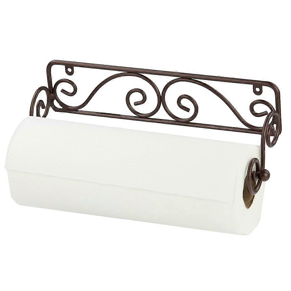 Bronze Wall Mounted Paper Towel Holder with Elegant Scroll Design for SpaceSaving Kitchen Use