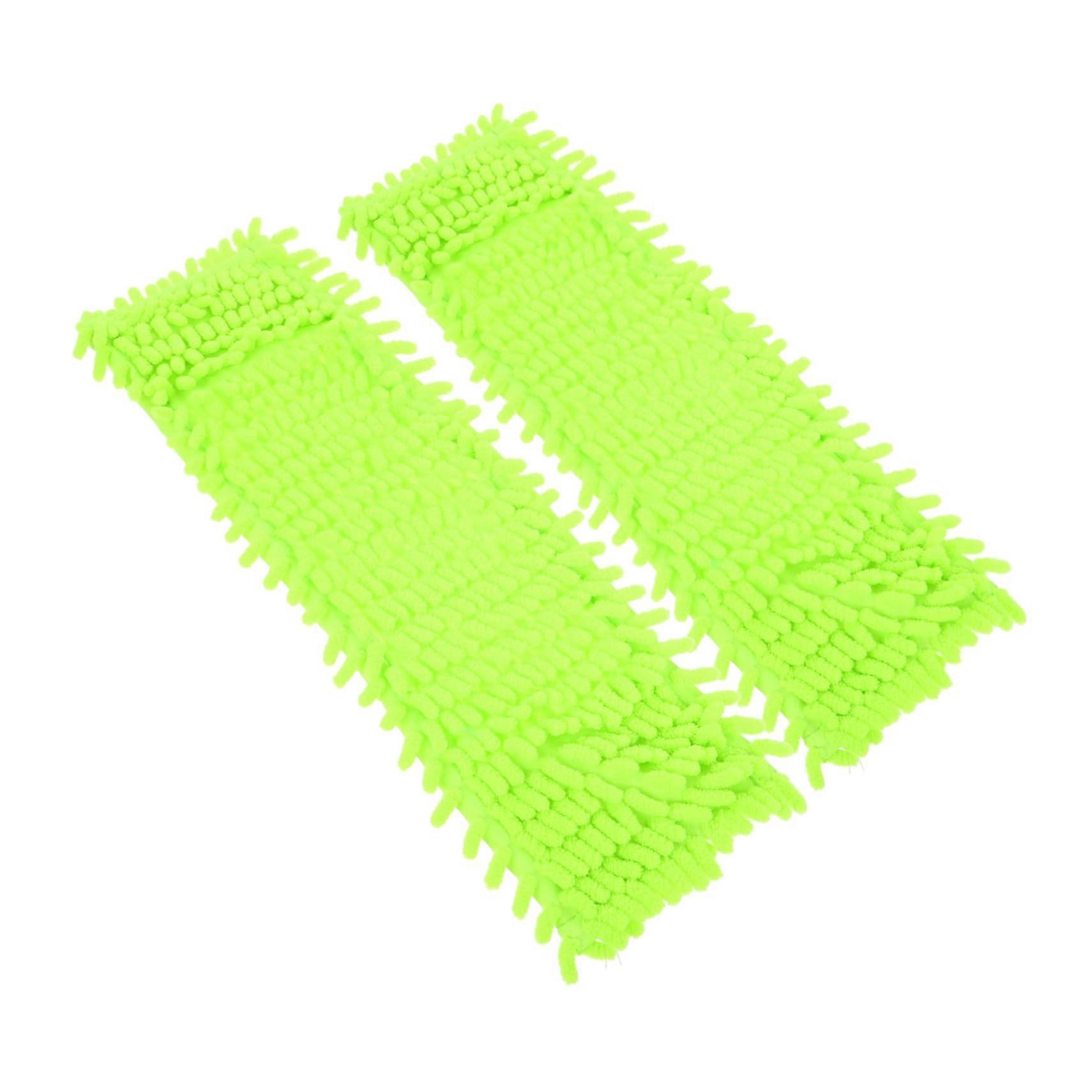 2pcs Durable Microfiber Mop Cloth Replacement with  Water Absorption for Floors Windows Corners Green
