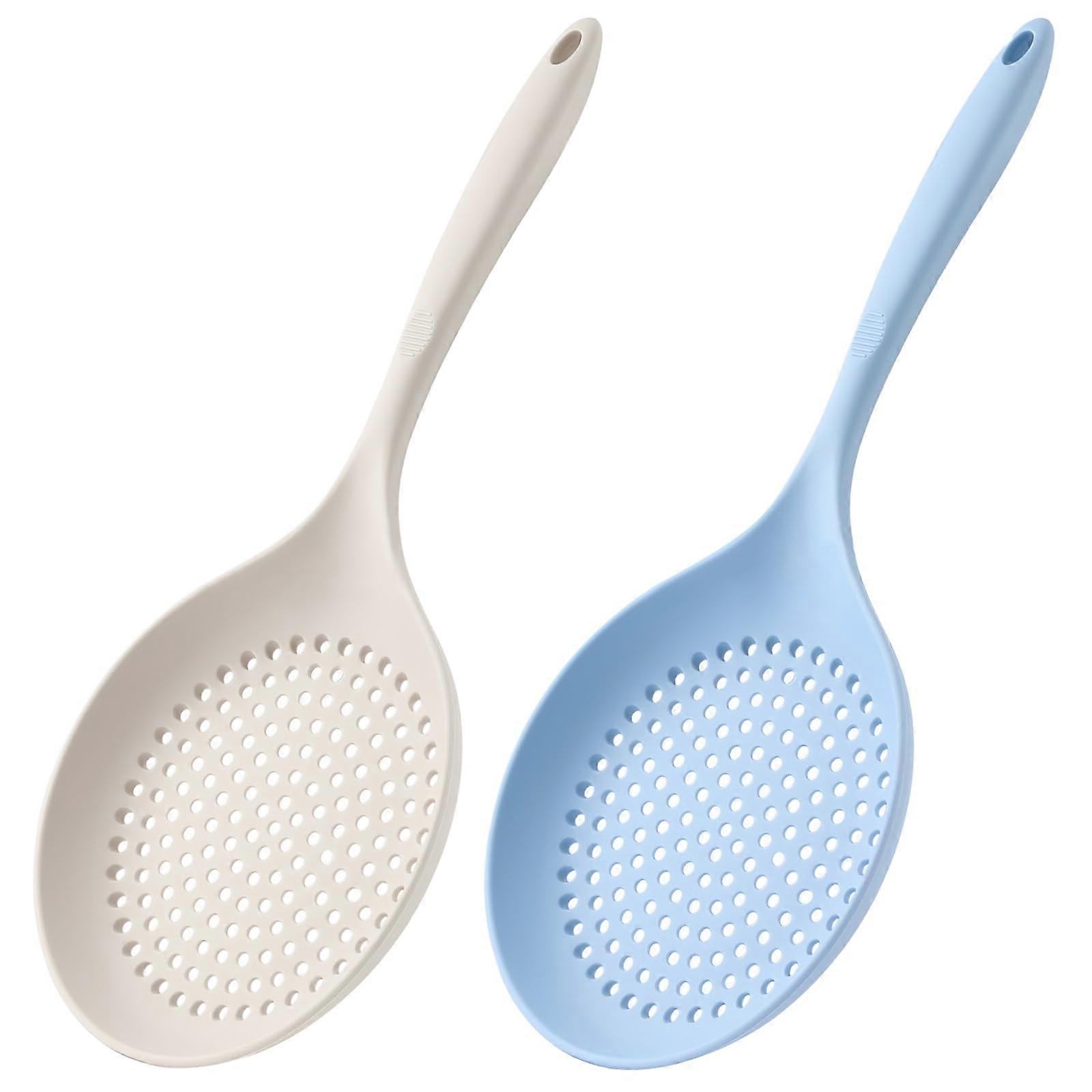 Silicone Slotted Spoon with Long Handle, Heat Resistant Kitchen Skimmer for Fast Draining