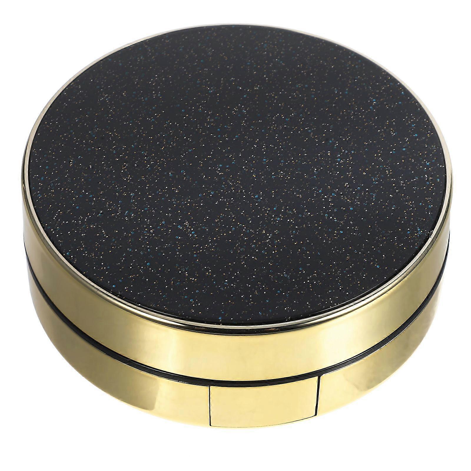 Empty Round Refillable Container Two-Layers Blusher Box Pressed Powder Box with Powder Puff Black